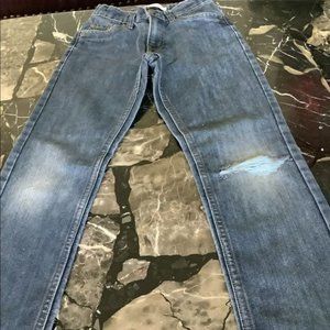 Levi distressed black tab slim jeans size 7